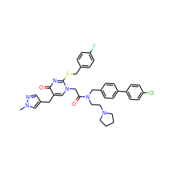 Cn1cc(Cc2cn(CC(=O)N(CCN3CCCC3)Cc3ccc(-c4ccc(Cl)cc4)cc3)c(SCc3ccc(F)cc3)nc2=O)cn1 ZINC000026577508