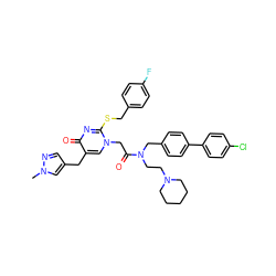 Cn1cc(Cc2cn(CC(=O)N(CCN3CCCCC3)Cc3ccc(-c4ccc(Cl)cc4)cc3)c(SCc3ccc(F)cc3)nc2=O)cn1 ZINC000026577507