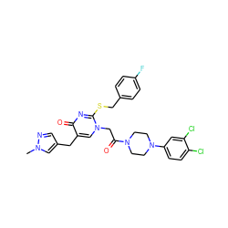 Cn1cc(Cc2cn(CC(=O)N3CCN(c4ccc(Cl)c(Cl)c4)CC3)c(SCc3ccc(F)cc3)nc2=O)cn1 ZINC000003842202