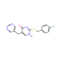 Cn1cc(Cc2cncnc2)c(=O)nc1SCc1ccc(F)cc1 ZINC000000023687