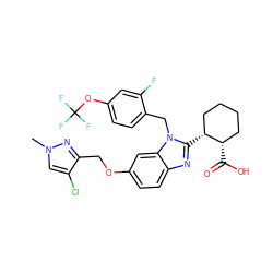 Cn1cc(Cl)c(COc2ccc3nc([C@@H]4CCCC[C@@H]4C(=O)O)n(Cc4ccc(OC(F)(F)F)cc4F)c3c2)n1 ZINC000226022532