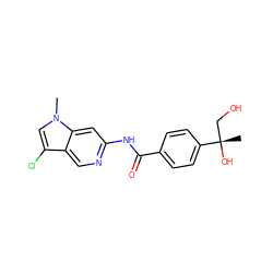 Cn1cc(Cl)c2cnc(NC(=O)c3ccc([C@@](C)(O)CO)cc3)cc21 ZINC000145256201