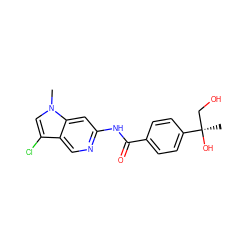 Cn1cc(Cl)c2cnc(NC(=O)c3ccc([C@](C)(O)CO)cc3)cc21 ZINC000145259607