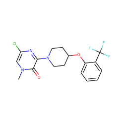 Cn1cc(Cl)nc(N2CCC(Oc3ccccc3C(F)(F)F)CC2)c1=O ZINC000199809889