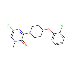 Cn1cc(Cl)nc(N2CCC(Oc3ccccc3Cl)CC2)c1=O ZINC000165714336