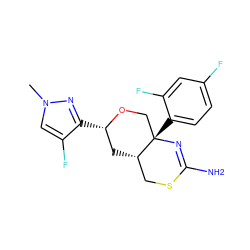 Cn1cc(F)c([C@H]2C[C@H]3CSC(N)=N[C@@]3(c3ccc(F)cc3F)CO2)n1 ZINC000169708470