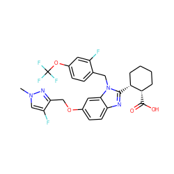 Cn1cc(F)c(COc2ccc3nc([C@@H]4CCCC[C@@H]4C(=O)O)n(Cc4ccc(OC(F)(F)F)cc4F)c3c2)n1 ZINC000226017266