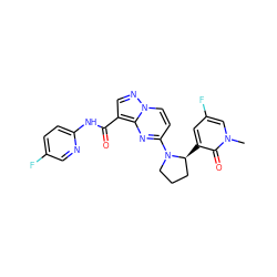 Cn1cc(F)cc([C@H]2CCCN2c2ccn3ncc(C(=O)Nc4ccc(F)cn4)c3n2)c1=O ZINC000169704301