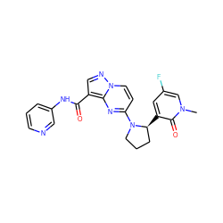 Cn1cc(F)cc([C@H]2CCCN2c2ccn3ncc(C(=O)Nc4cccnc4)c3n2)c1=O ZINC000169704293