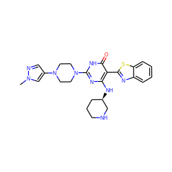 Cn1cc(N2CCN(c3nc(N[C@@H]4CCCNC4)c(-c4nc5ccccc5s4)c(=O)[nH]3)CC2)cn1 ZINC001772587901