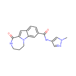 Cn1cc(NC(=O)c2ccc3cc4n(c3c2)CCCNC4=O)cn1 ZINC000073220358