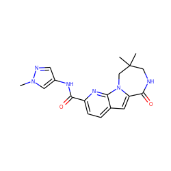 Cn1cc(NC(=O)c2ccc3cc4n(c3n2)CC(C)(C)CNC4=O)cn1 ZINC000117700037