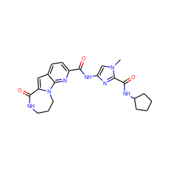 Cn1cc(NC(=O)c2ccc3cc4n(c3n2)CCCNC4=O)nc1C(=O)NC1CCCC1 ZINC000117698172