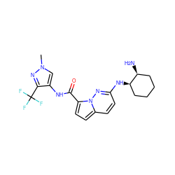 Cn1cc(NC(=O)c2ccc3ccc(N[C@@H]4CCCC[C@@H]4N)nn23)c(C(F)(F)F)n1 ZINC000473171626