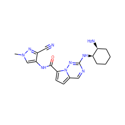 Cn1cc(NC(=O)c2ccc3cnc(N[C@@H]4CCCC[C@@H]4N)nn23)c(C#N)n1 ZINC000473154466