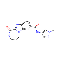 Cn1cc(NC(=O)c2ccc3nc4n(c3c2)CCCNC4=O)cn1 ZINC000148439462