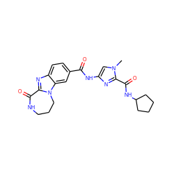 Cn1cc(NC(=O)c2ccc3nc4n(c3c2)CCCNC4=O)nc1C(=O)NC1CCCC1 ZINC000148459682