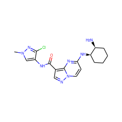 Cn1cc(NC(=O)c2cnn3ccc(N[C@@H]4CCCC[C@@H]4N)nc23)c(Cl)n1 ZINC000473157258