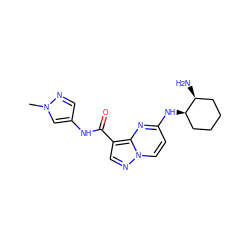 Cn1cc(NC(=O)c2cnn3ccc(N[C@@H]4CCCC[C@@H]4N)nc23)cn1 ZINC000473108231