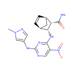 Cn1cc(Nc2ncc([N+](=O)[O-])c(N[C@H]3[C@@H](C(N)=O)[C@@H]4C=C[C@H]3C4)n2)cn1 ZINC000084688248