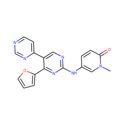 Cn1cc(Nc2ncc(-c3ccncn3)c(-c3ccco3)n2)ccc1=O ZINC000028645190