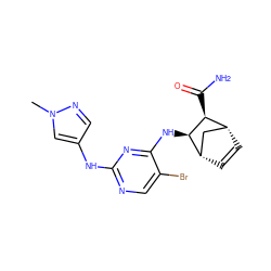 Cn1cc(Nc2ncc(Br)c(N[C@H]3[C@@H](C(N)=O)[C@@H]4C=C[C@H]3C4)n2)cn1 ZINC000084688390