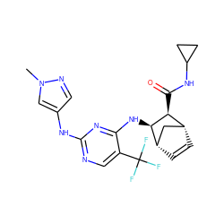 Cn1cc(Nc2ncc(C(F)(F)F)c(N[C@H]3[C@@H](C(=O)NC4CC4)[C@@H]4C=C[C@H]3C4)n2)cn1 ZINC000084707327