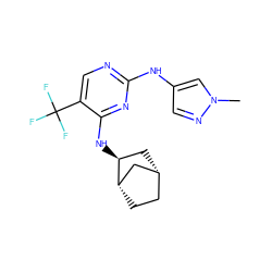 Cn1cc(Nc2ncc(C(F)(F)F)c(N[C@H]3C[C@@H]4CC[C@H]3C4)n2)cn1 ZINC000084688709