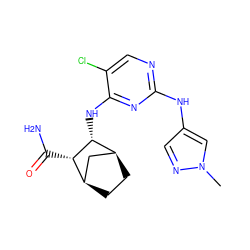 Cn1cc(Nc2ncc(Cl)c(N[C@@H]3[C@H]4CC[C@H](C4)[C@@H]3C(N)=O)n2)cn1 ZINC000084708700