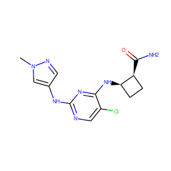 Cn1cc(Nc2ncc(Cl)c(N[C@@H]3CC[C@@H]3C(N)=O)n2)cn1 ZINC000084687163