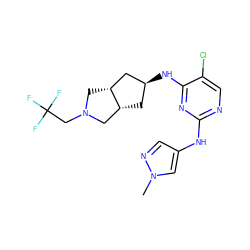 Cn1cc(Nc2ncc(Cl)c(N[C@H]3C[C@@H]4CN(CC(F)(F)F)C[C@@H]4C3)n2)cn1 ZINC001772627170