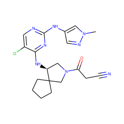 Cn1cc(Nc2ncc(Cl)c(N[C@H]3CN(C(=O)CC#N)CC34CCCC4)n2)cn1 ZINC001772624576