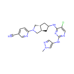 Cn1cc(Nc2ncc(Cl)c(NC3C[C@H]4CN(c5ccc(C#N)cn5)C[C@@H]4C3)n2)cn1 ZINC001772585734