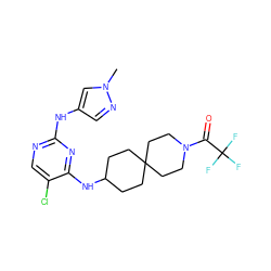 Cn1cc(Nc2ncc(Cl)c(NC3CCC4(CC3)CCN(C(=O)C(F)(F)F)CC4)n2)cn1 ZINC001772617160