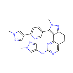 Cn1cc(Nc2ncc3c(n2)-c2c(nn(C)c2-c2ccc(-c4cnn(C)c4)nc2)CC3)cn1 ZINC000205268450