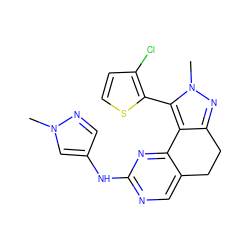 Cn1cc(Nc2ncc3c(n2)-c2c(nn(C)c2-c2sccc2Cl)CC3)cn1 ZINC000141184802