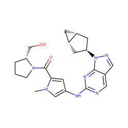 Cn1cc(Nc2ncc3cnn([C@H]4C[C@@H]5C[C@@H]5C4)c3n2)cc1C(=O)N1CCC[C@@H]1CO ZINC000101500500