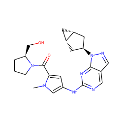 Cn1cc(Nc2ncc3cnn([C@H]4C[C@@H]5C[C@@H]5C4)c3n2)cc1C(=O)N1CCC[C@H]1CO ZINC000101500491