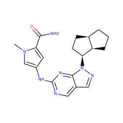 Cn1cc(Nc2ncc3cnn([C@H]4CC[C@H]5CCC[C@@H]45)c3n2)cc1C(N)=O ZINC000084604996