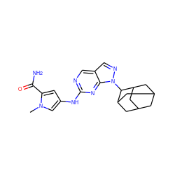 Cn1cc(Nc2ncc3cnn(C4C5CC6CC(C5)CC4C6)c3n2)cc1C(N)=O ZINC000084604994