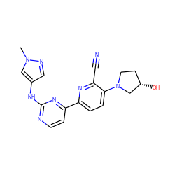 Cn1cc(Nc2nccc(-c3ccc(N4CC[C@H](O)C4)c(C#N)n3)n2)cn1 ZINC000222168156