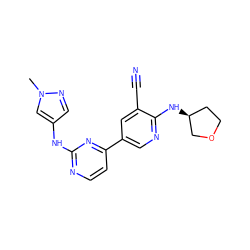 Cn1cc(Nc2nccc(-c3cnc(N[C@H]4CCOC4)c(C#N)c3)n2)cn1 ZINC001772633741