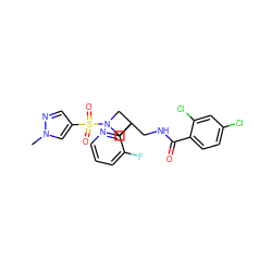 Cn1cc(S(=O)(=O)N2CC(CNC(=O)c3ccc(Cl)cc3Cl)(c3ncccc3F)C2)cn1 ZINC000040414347