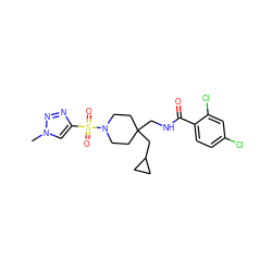 Cn1cc(S(=O)(=O)N2CCC(CNC(=O)c3ccc(Cl)cc3Cl)(CC3CC3)CC2)nn1 ZINC000040939010