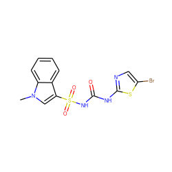 Cn1cc(S(=O)(=O)NC(=O)Nc2ncc(Br)s2)c2ccccc21 ZINC000045335431