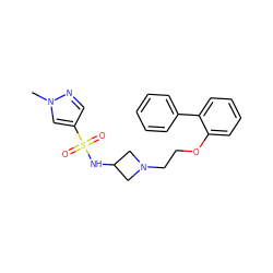 Cn1cc(S(=O)(=O)NC2CN(CCOc3ccccc3-c3ccccc3)C2)cn1 ZINC000653687108