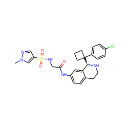 Cn1cc(S(=O)(=O)NCC(=O)Nc2ccc3c(c2)[C@@H](C2(c4ccc(Cl)cc4)CCC2)NCC3)cn1 ZINC000169710793