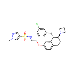 Cn1cc(S(=O)(=O)NCCOc2ccc3c(c2)[C@H](Cc2cccc(Cl)c2)[C@@H](N2CCC2)CC3)cn1 ZINC000140526172