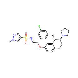 Cn1cc(S(=O)(=O)NCCOc2ccc3c(c2)[C@H](Cc2cccc(Cl)c2)[C@@H](N2CCCC2)CC3)cn1 ZINC000140758519