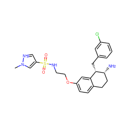 Cn1cc(S(=O)(=O)NCCOc2ccc3c(c2)[C@H](Cc2cccc(Cl)c2)[C@H](N)CC3)cn1 ZINC000068245452